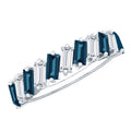 London Blue Topaz and Moissanite Baguette Eternity Ring