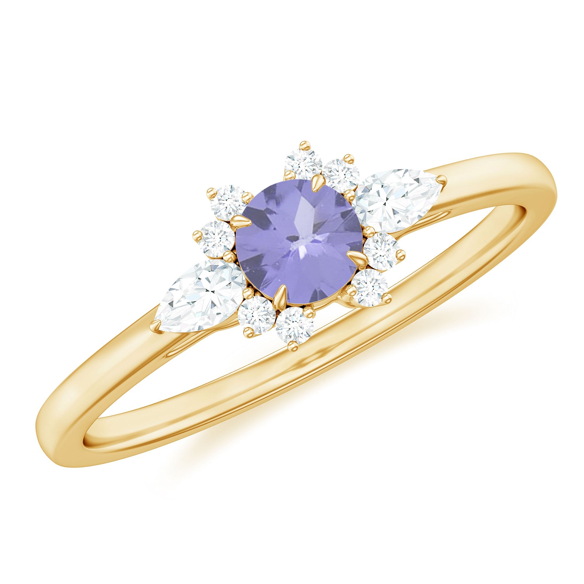 Tanzanite Promise Ring – 5mm Blue Gemstone With Diamond Claw Setting Design