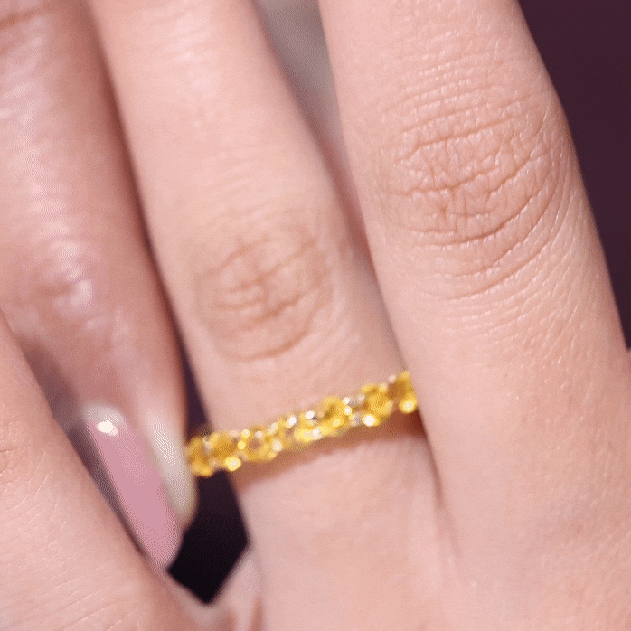 Citrine Eternity Ring – Round Cut Citrine Full Eternity Band With Shared Prong Setting
