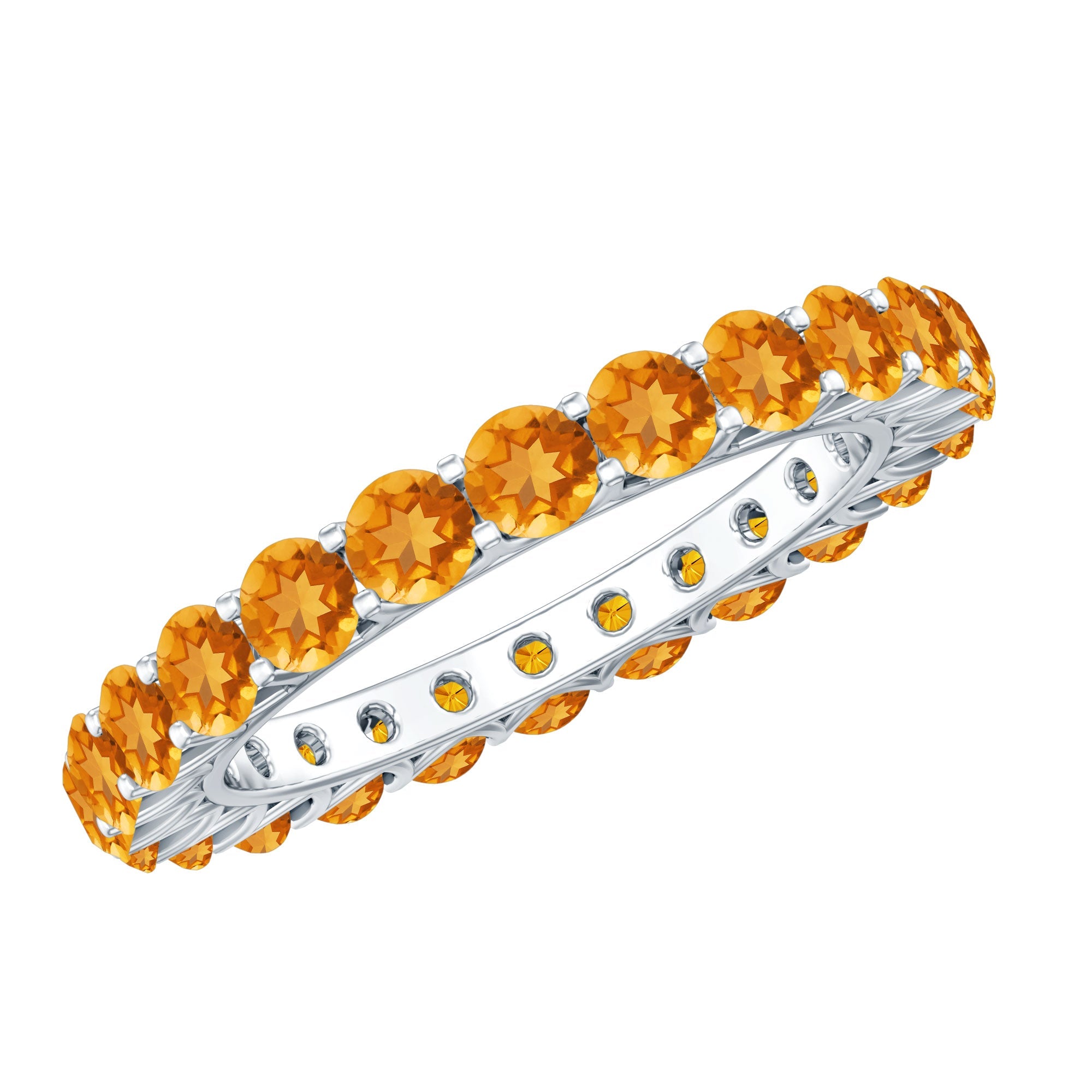 Citrine Eternity Ring – Round Cut Citrine Full Eternity Band With Shared Prong Setting