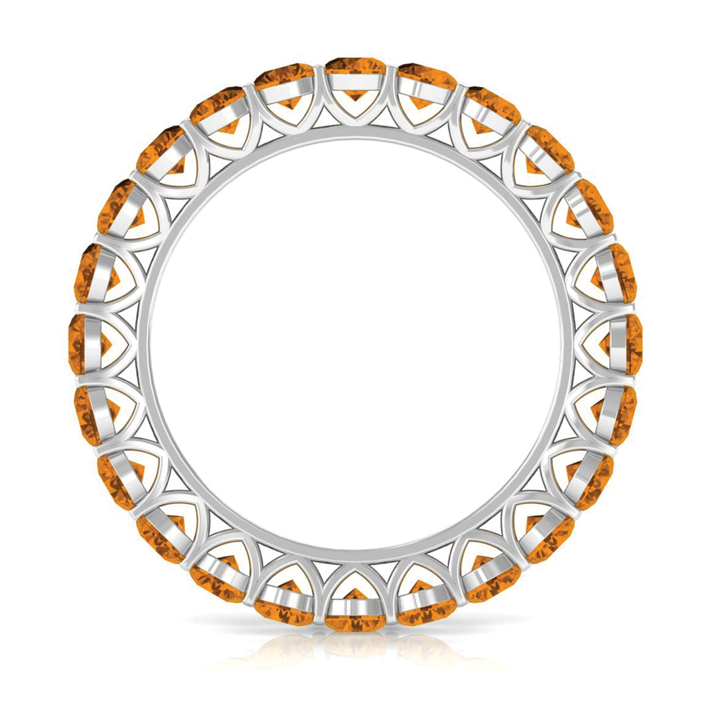 Citrine Eternity Ring – Round Cut Citrine Full Eternity Band With Shared Prong Setting