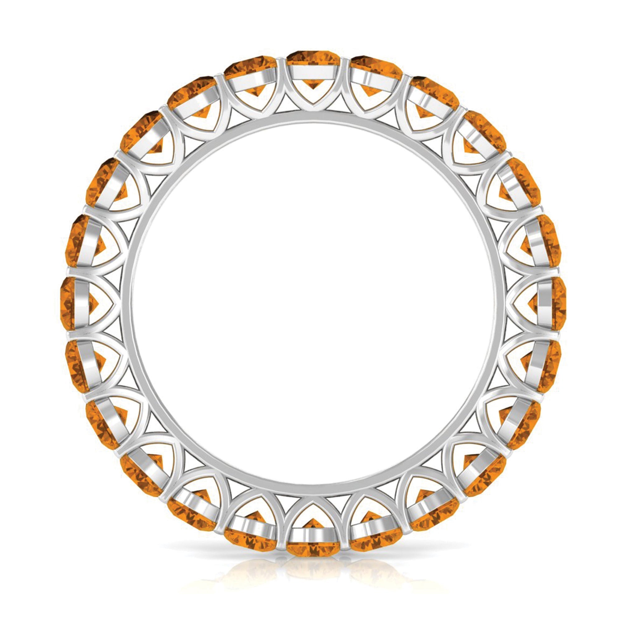 Citrine Eternity Ring – Round Cut Citrine Full Eternity Band With Shared Prong Setting