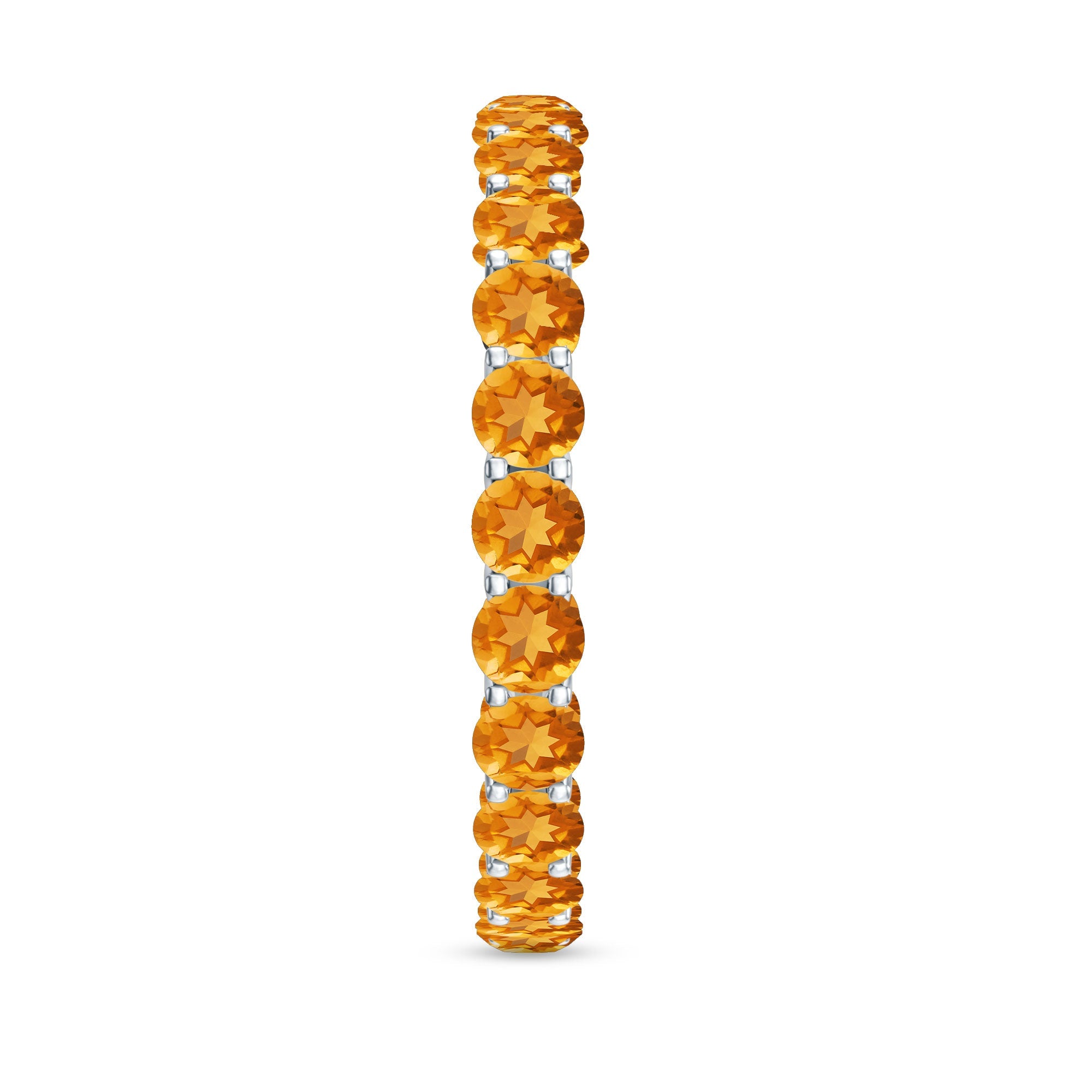 Citrine Eternity Ring – Round Cut Citrine Full Eternity Band With Shared Prong Setting