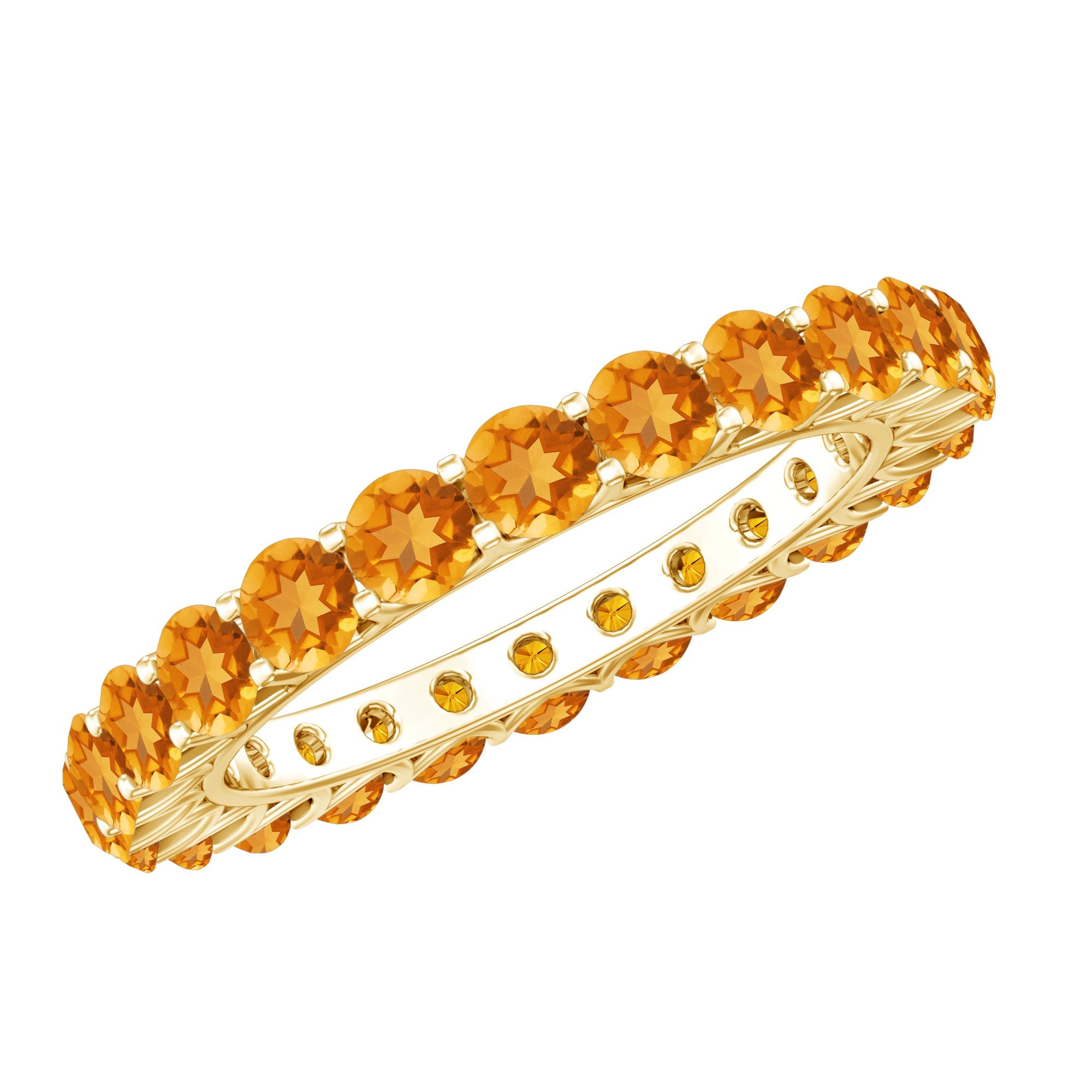 Citrine Eternity Ring – Round Cut Citrine Full Eternity Band With Shared Prong Setting