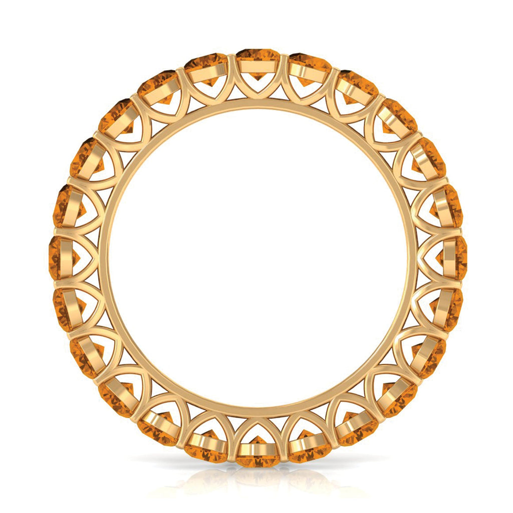 Citrine Eternity Ring – Round Cut Citrine Full Eternity Band With Shared Prong Setting