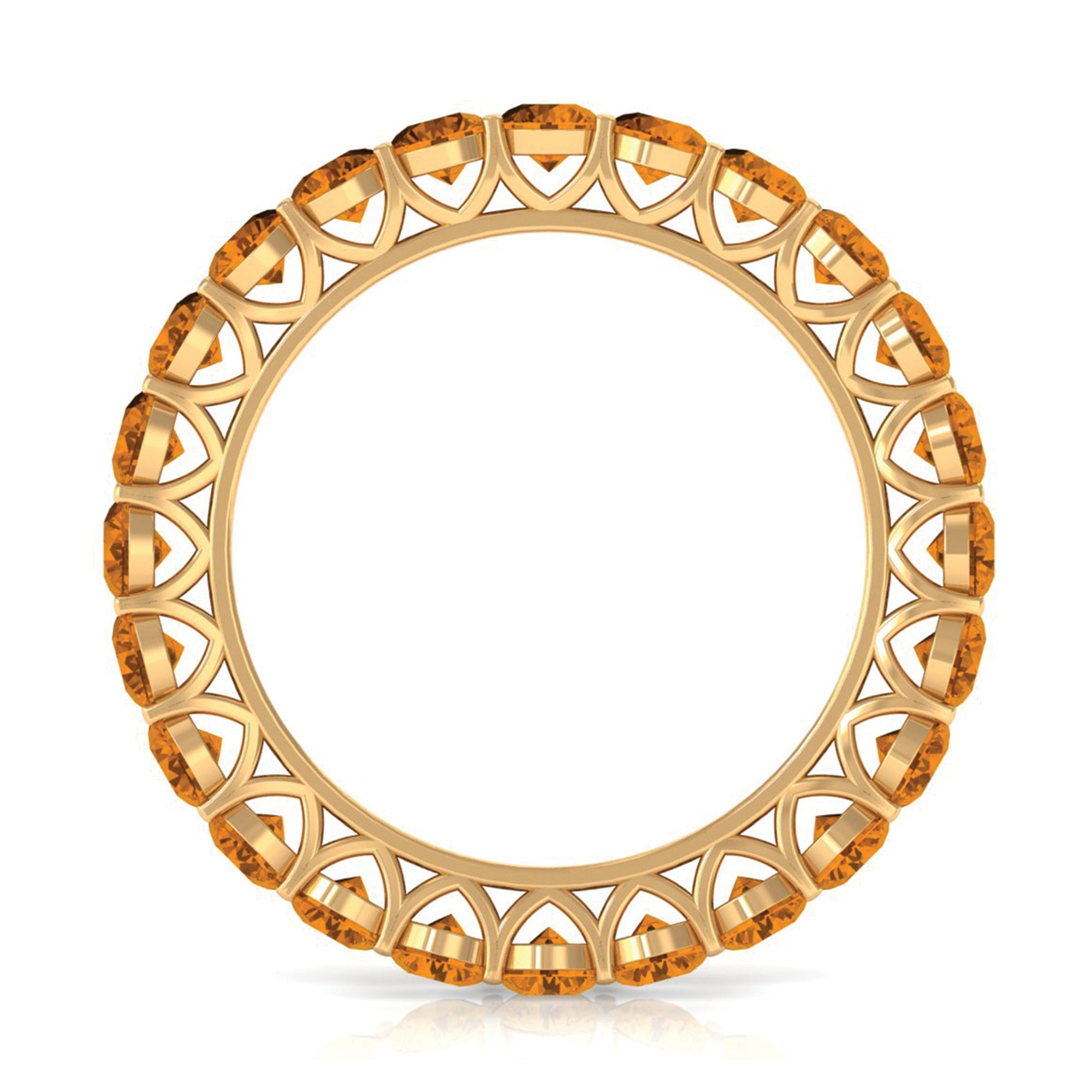 Citrine Eternity Ring – Round Cut Citrine Full Eternity Band With Shared Prong Setting