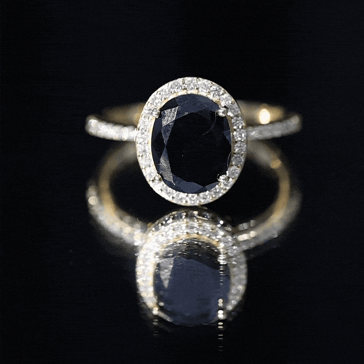 1.7 Carat Oval Cut Black Onyx Diamond Engagement Ring with Certificate