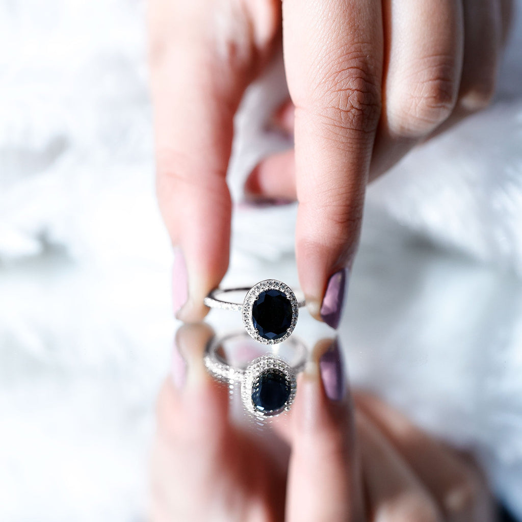 1.7 Carat Oval Cut Black Onyx Diamond Engagement Ring with Certificate