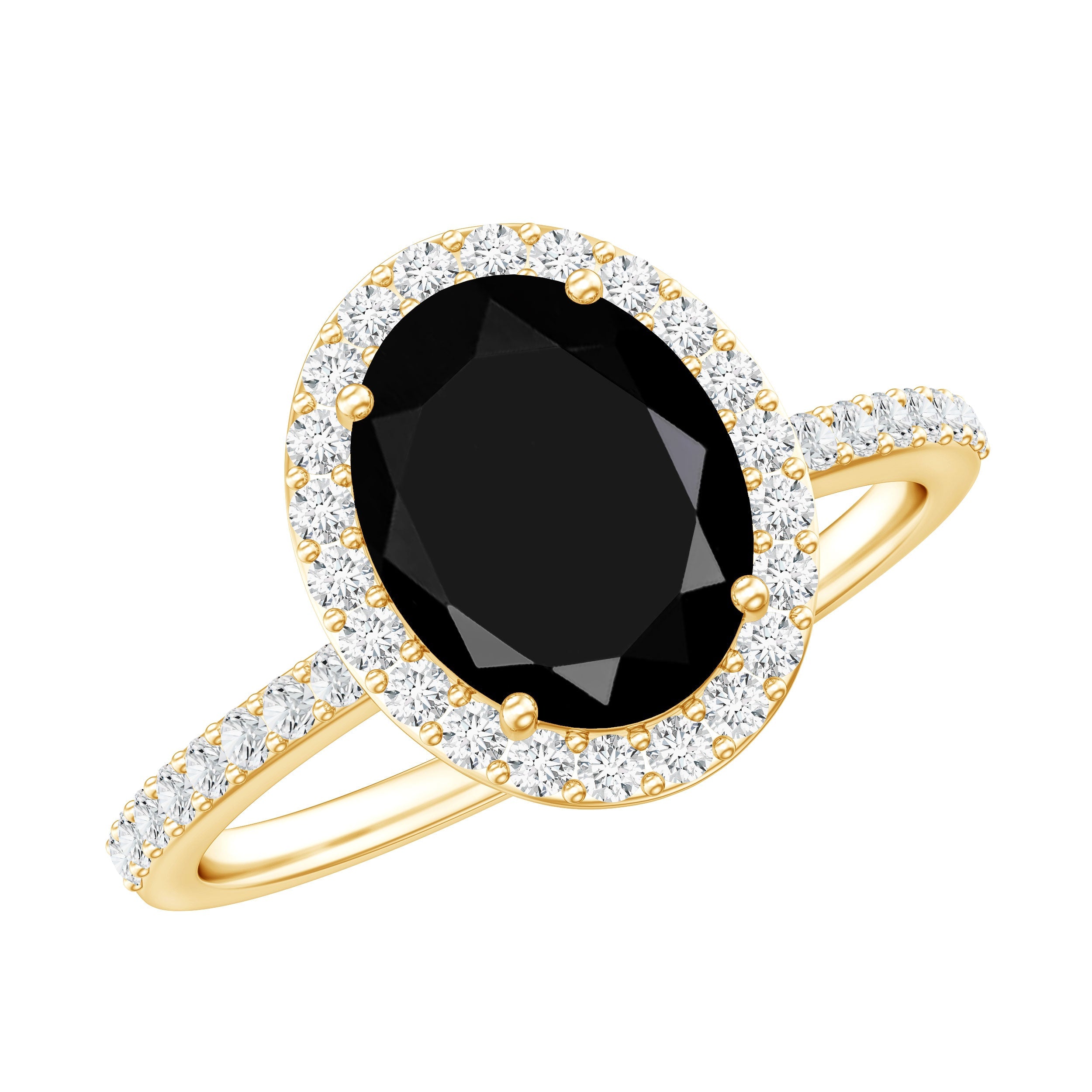 1.7 Carat Oval Cut Black Onyx Diamond Engagement Ring with Certificate
