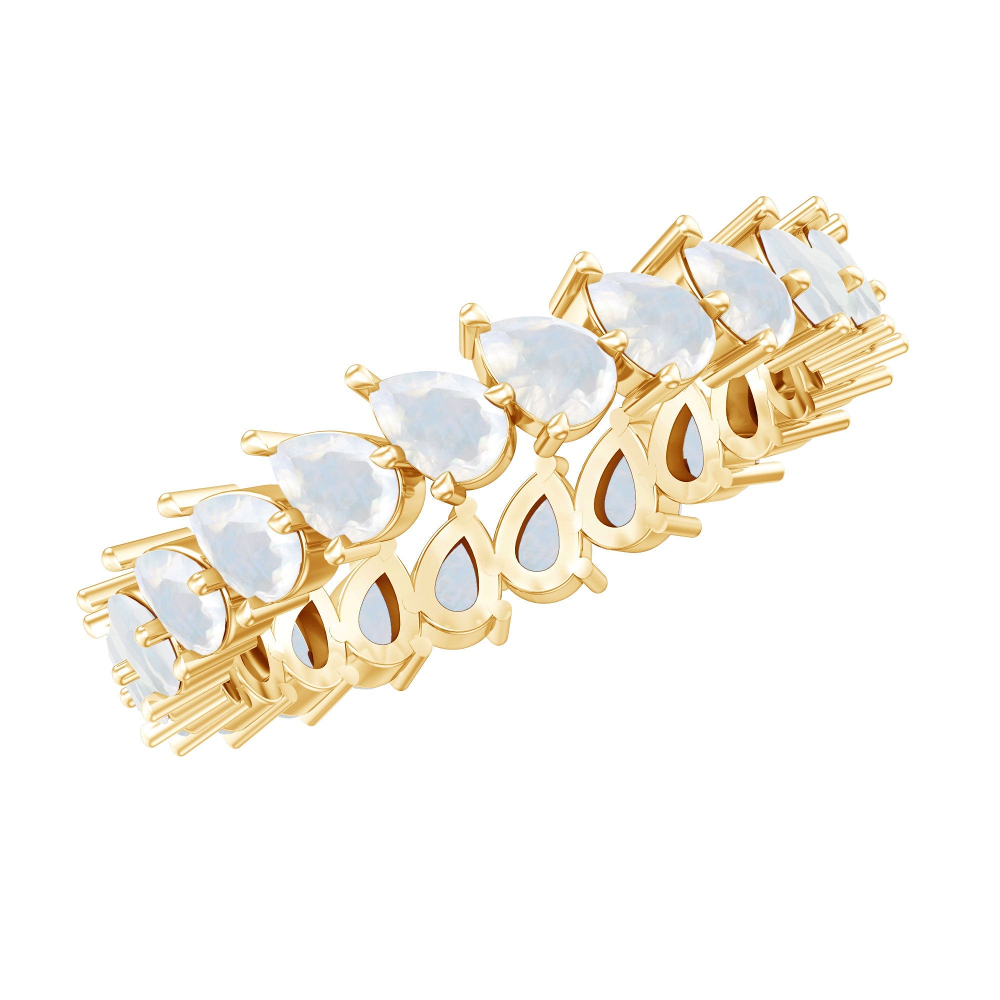 Moonstone Eternity Ring – Pear Cut Full Circle Band With Claw-Set Gemstones