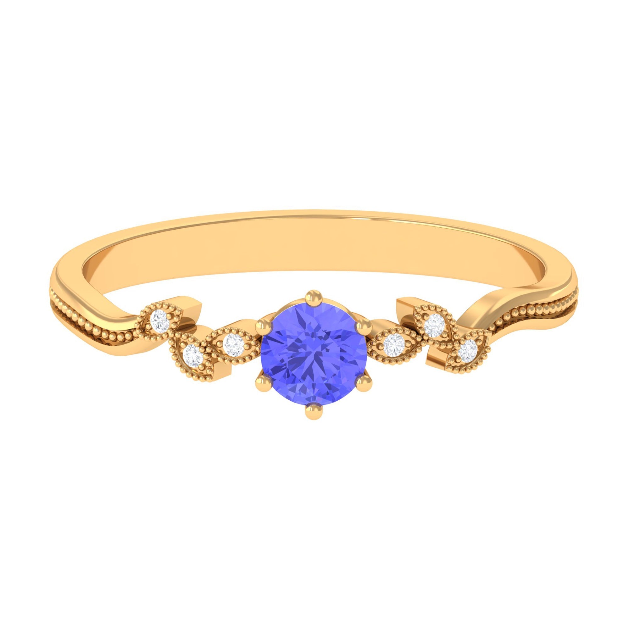 Tanzanite Promise Ring – Nature Inspired Leaf Branch Band With Diamonds
