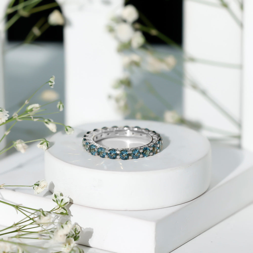 Certified London Blue Topaz Full Eternity Band Ring