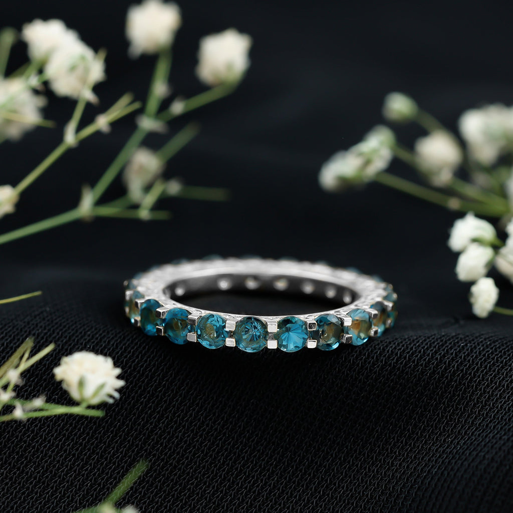 Certified London Blue Topaz Full Eternity Band Ring