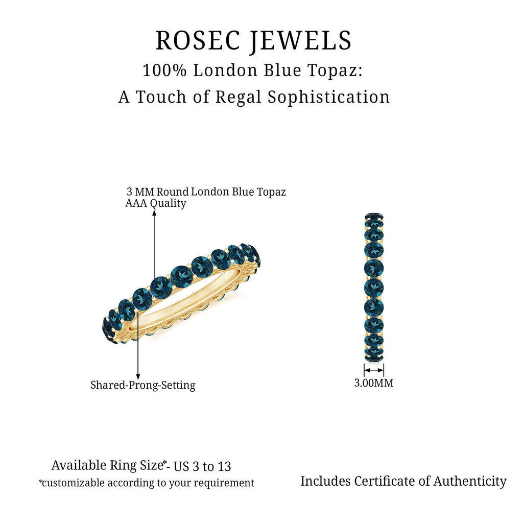 Certified London Blue Topaz Full Eternity Band Ring