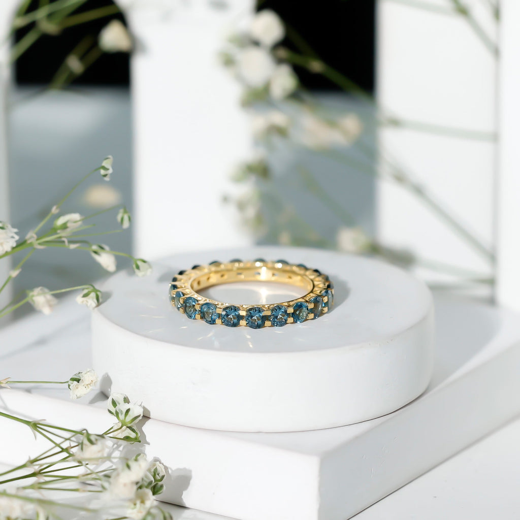 Certified London Blue Topaz Full Eternity Band Ring