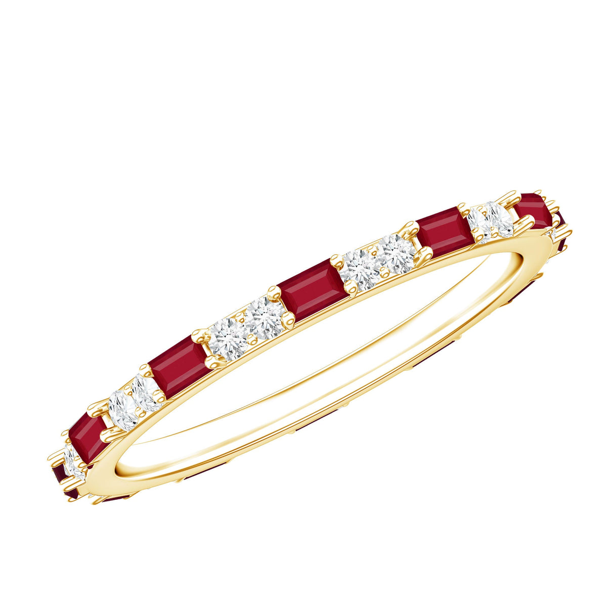 Ruby Diamond Eternity Ring – AAA Quality Baguette Ruby & HI-SI Diamond Band
