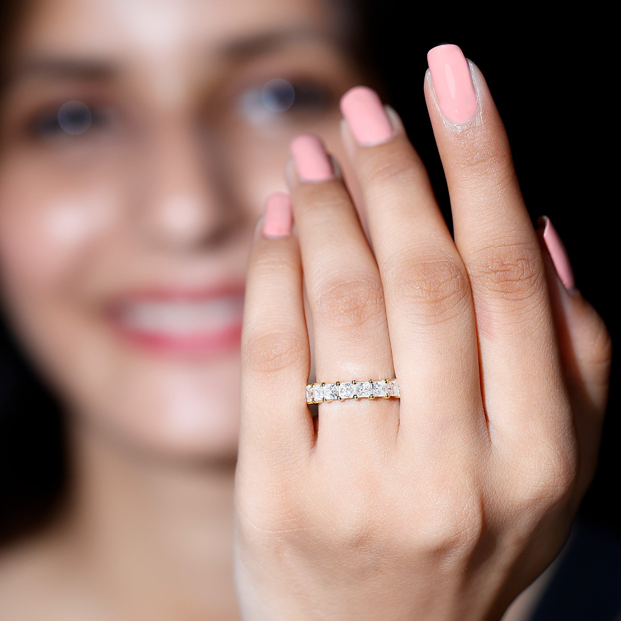 Princess Cut Certified Moissanite Full Eternity Ring
