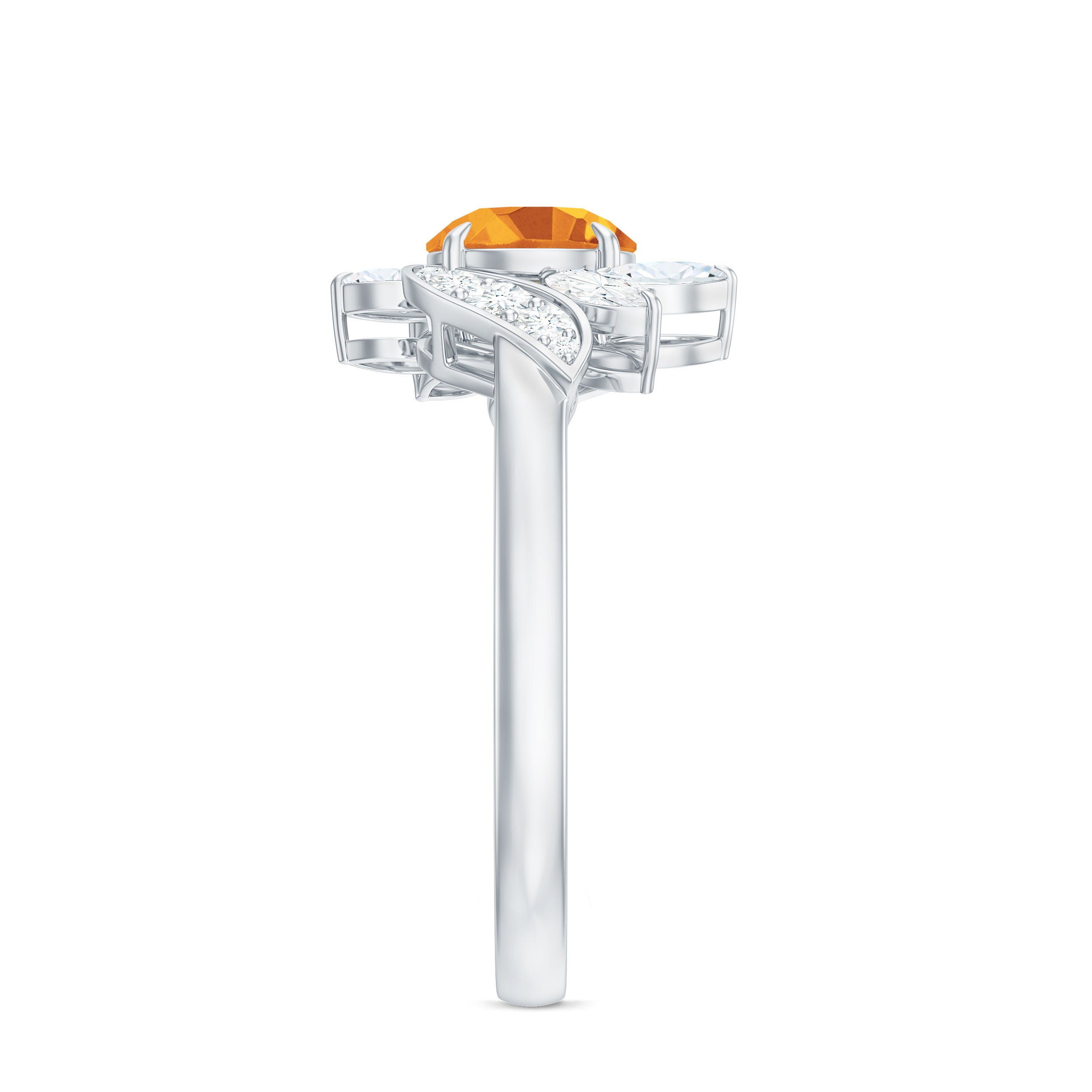 Certified Real 1.2 Carat Citrine Engagement Ring with Moissanite