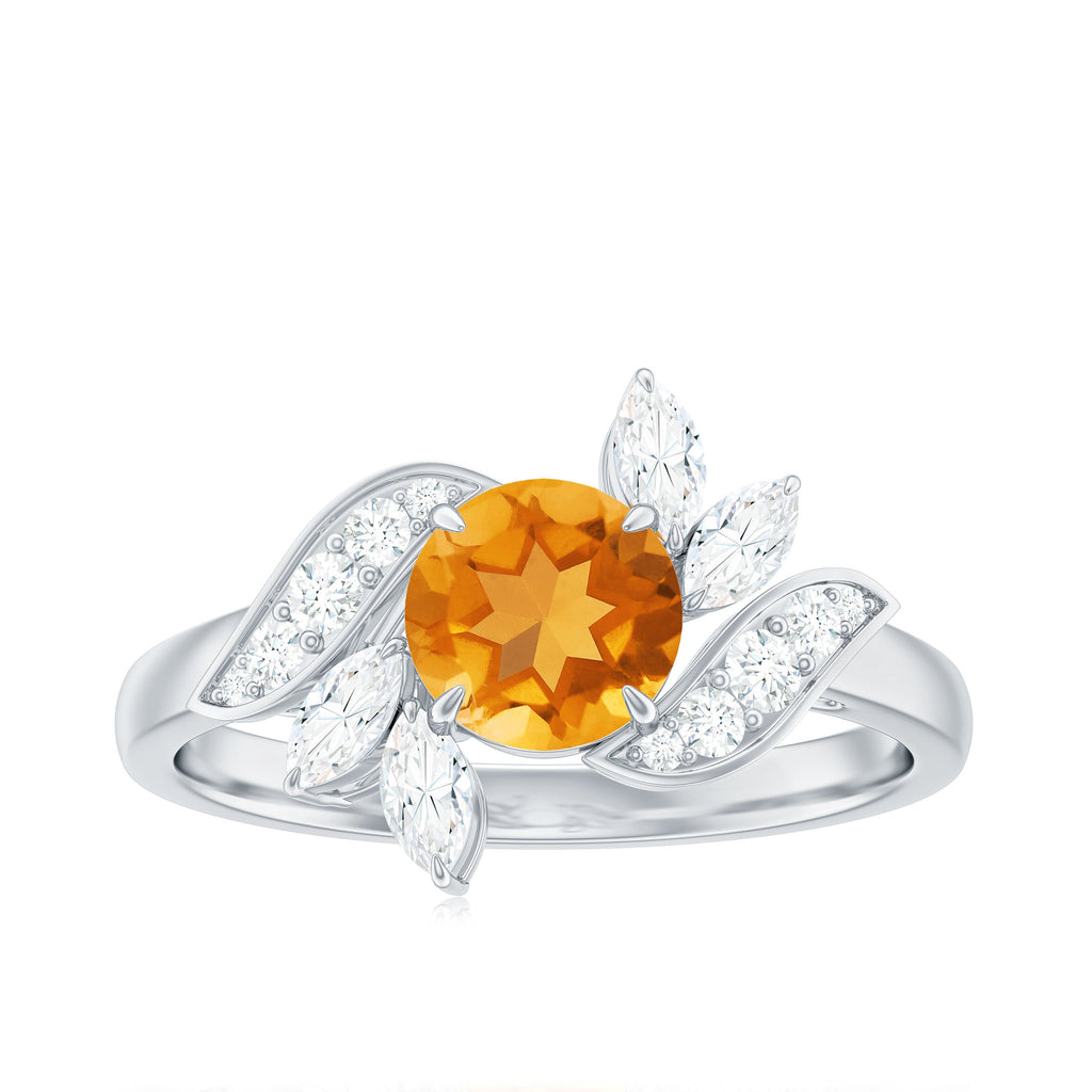 Certified Real 1.2 Carat Citrine Engagement Ring with Moissanite
