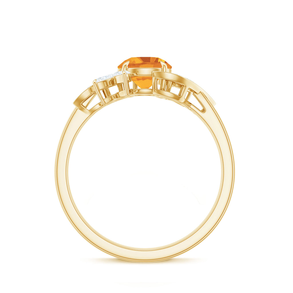 Certified Real 1.2 Carat Citrine Engagement Ring with Moissanite