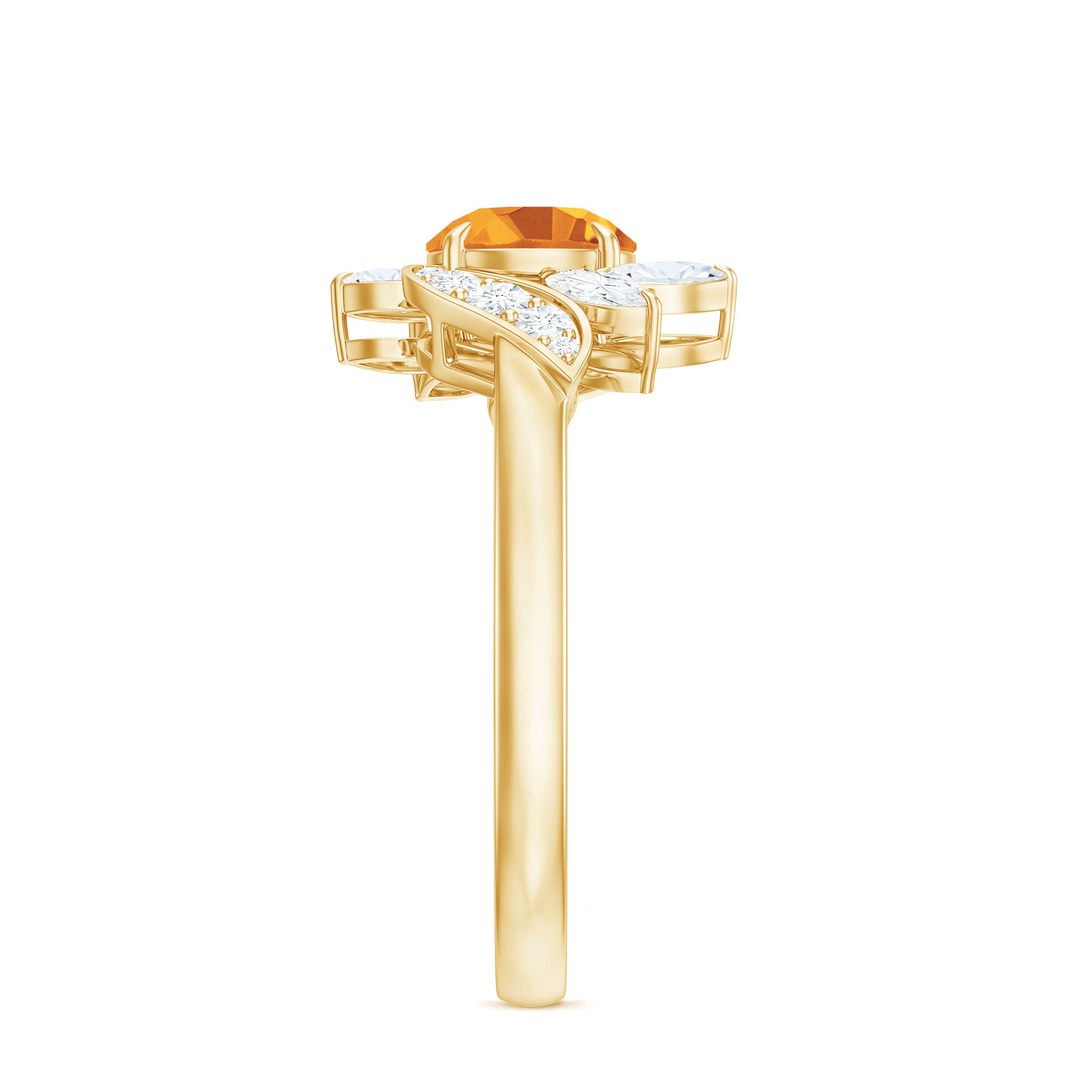 Certified Real 1.2 Carat Citrine Engagement Ring with Moissanite