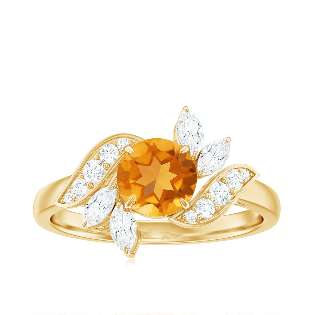 Certified Real 1.2 Carat Citrine Engagement Ring with Moissanite