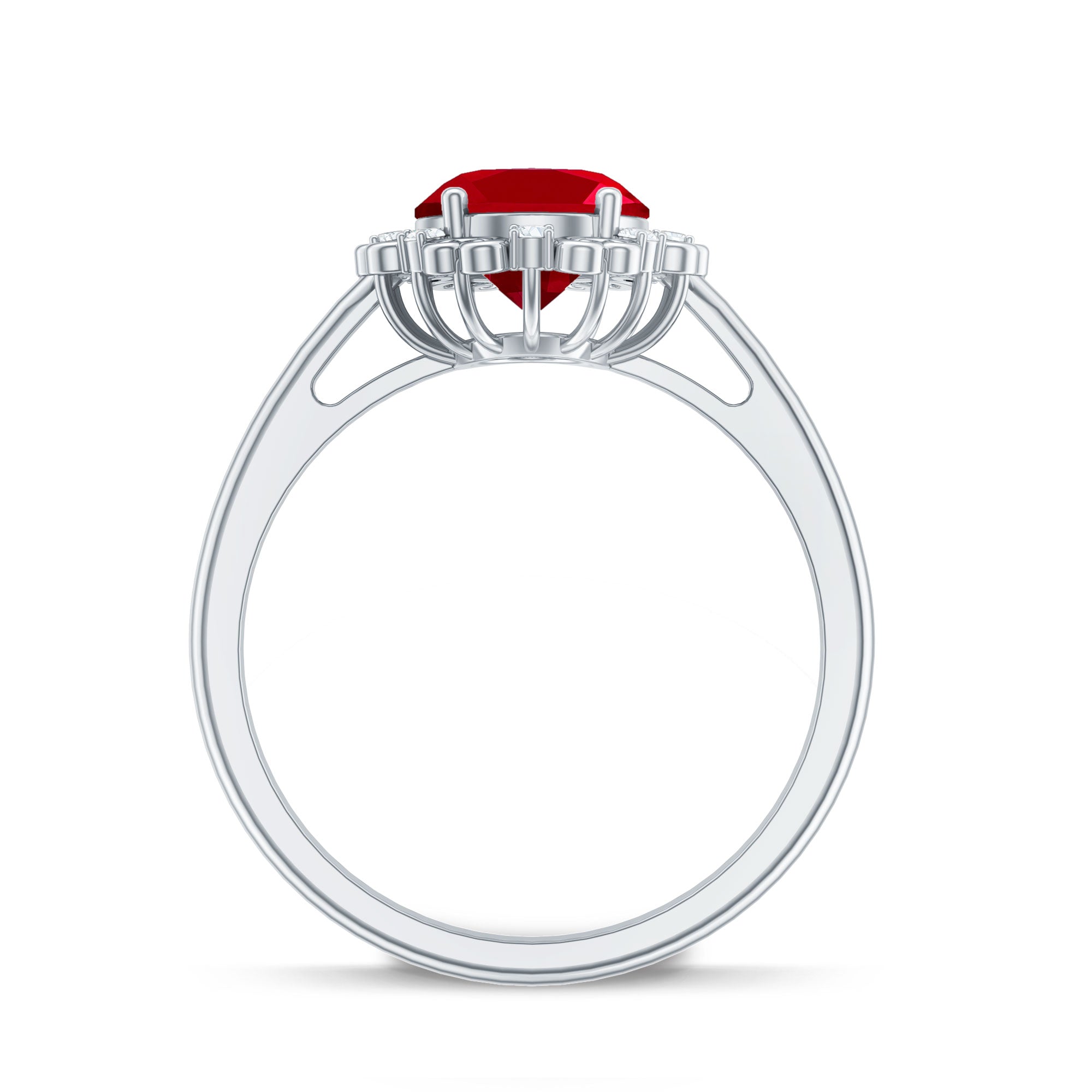 Lab Created Ruby Ring – Vintage Oval Ruby Engagement Band With Diamond Accents