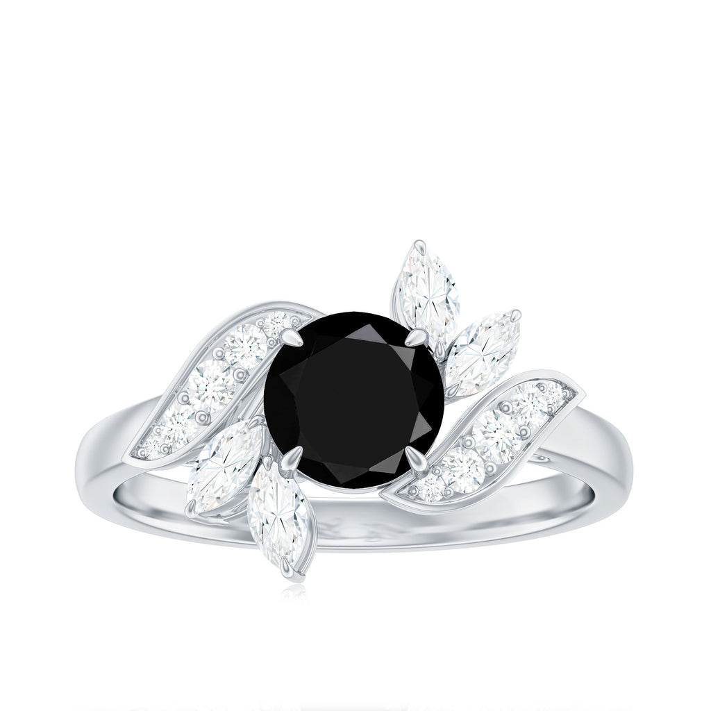 Nature Inspired 2 Carat Lab Grown Black and White Diamond Engagement Ring for Women