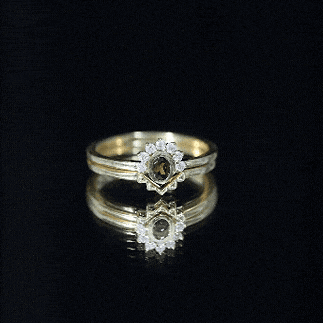 Garnet Engagement Ring | Gold Plated Silver Oval Garnet Ring with Diamond Enhancer