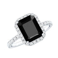 Emerald Cut 1.8 Carat Black Onyx and Diamond Engagement Ring