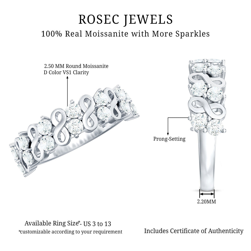 Round Moissanite Infinity Wedding Band for Women