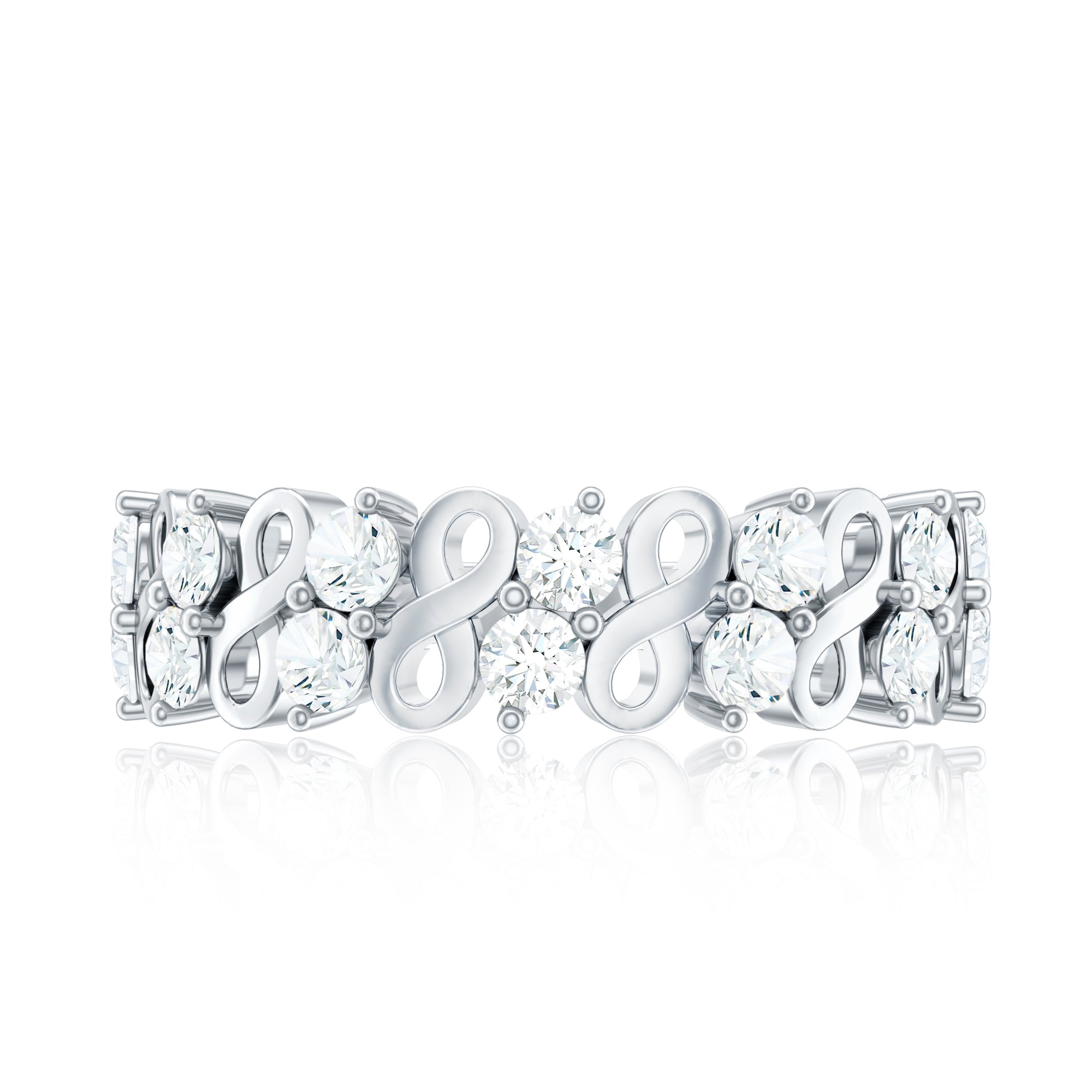 Round Moissanite Infinity Wedding Band for Women