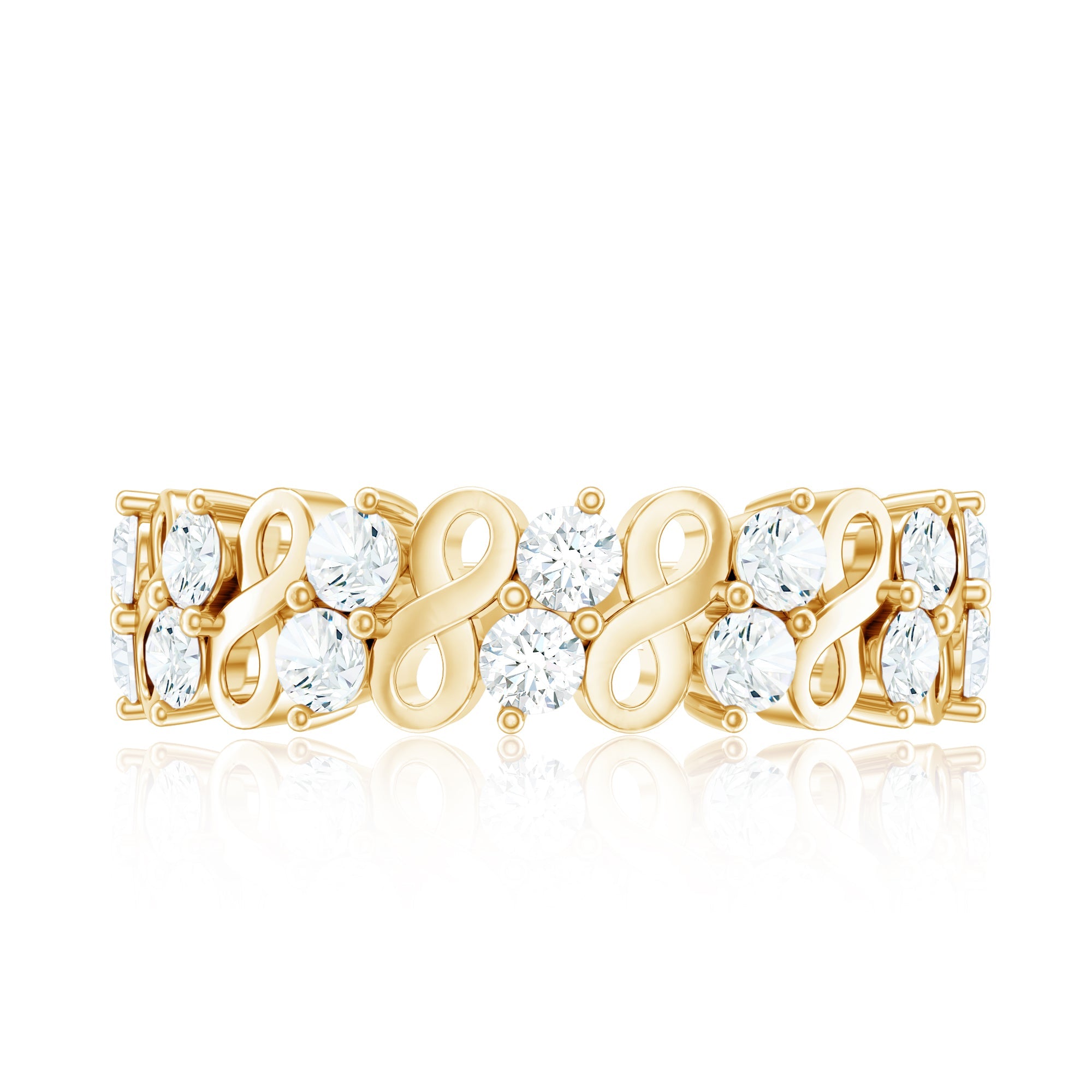 Round Moissanite Infinity Wedding Band for Women