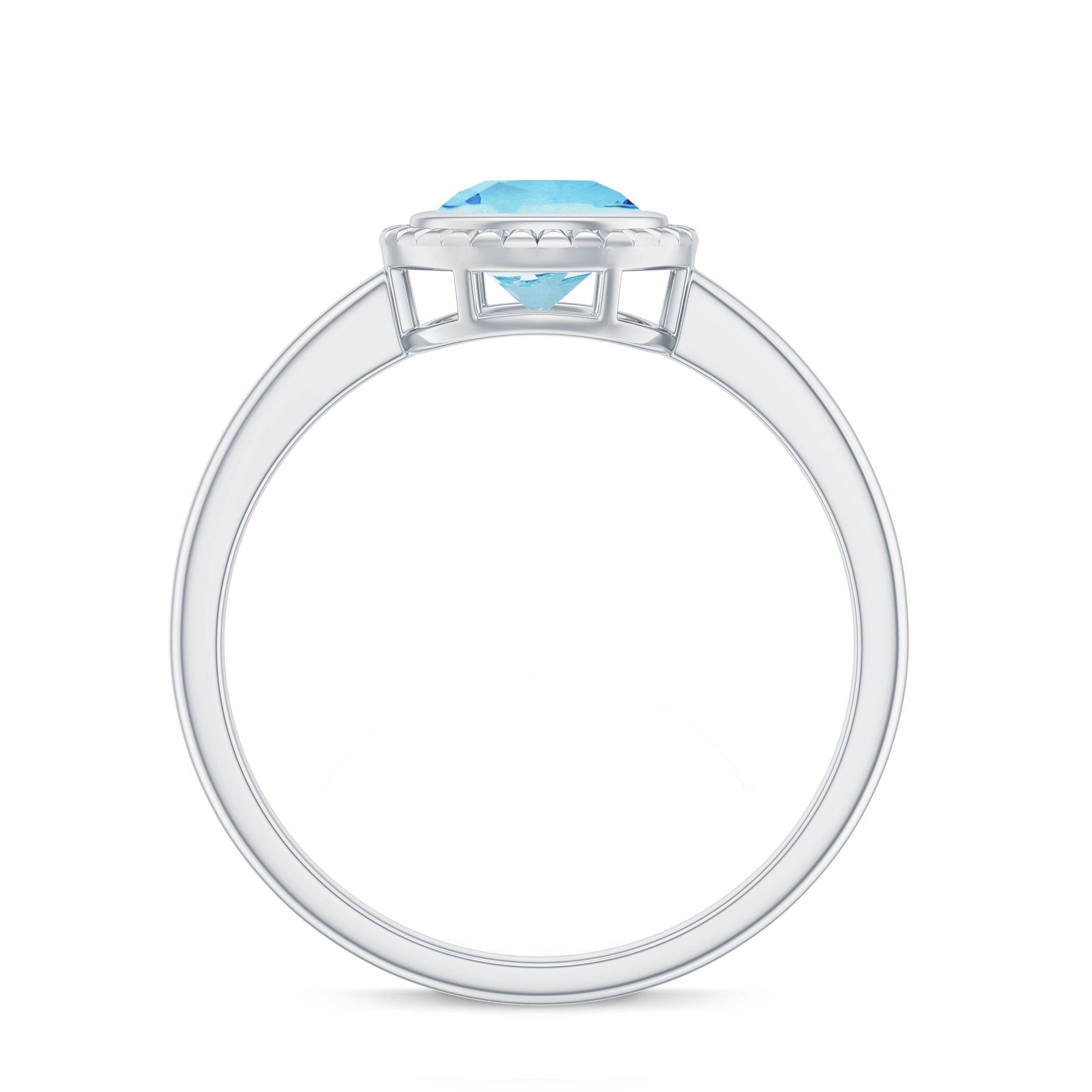 Aquamarine Promise Ring - 0.8 Carat Bezel Set Solitaire Blue Gemstone Jewelry