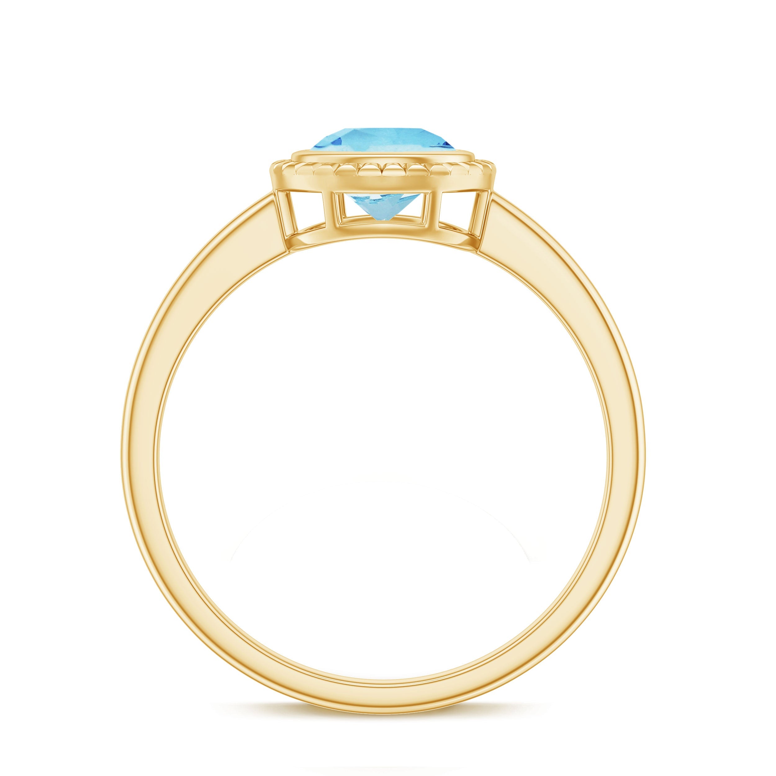 Aquamarine Promise Ring - 0.8 Carat Bezel Set Solitaire Blue Gemstone Jewelry