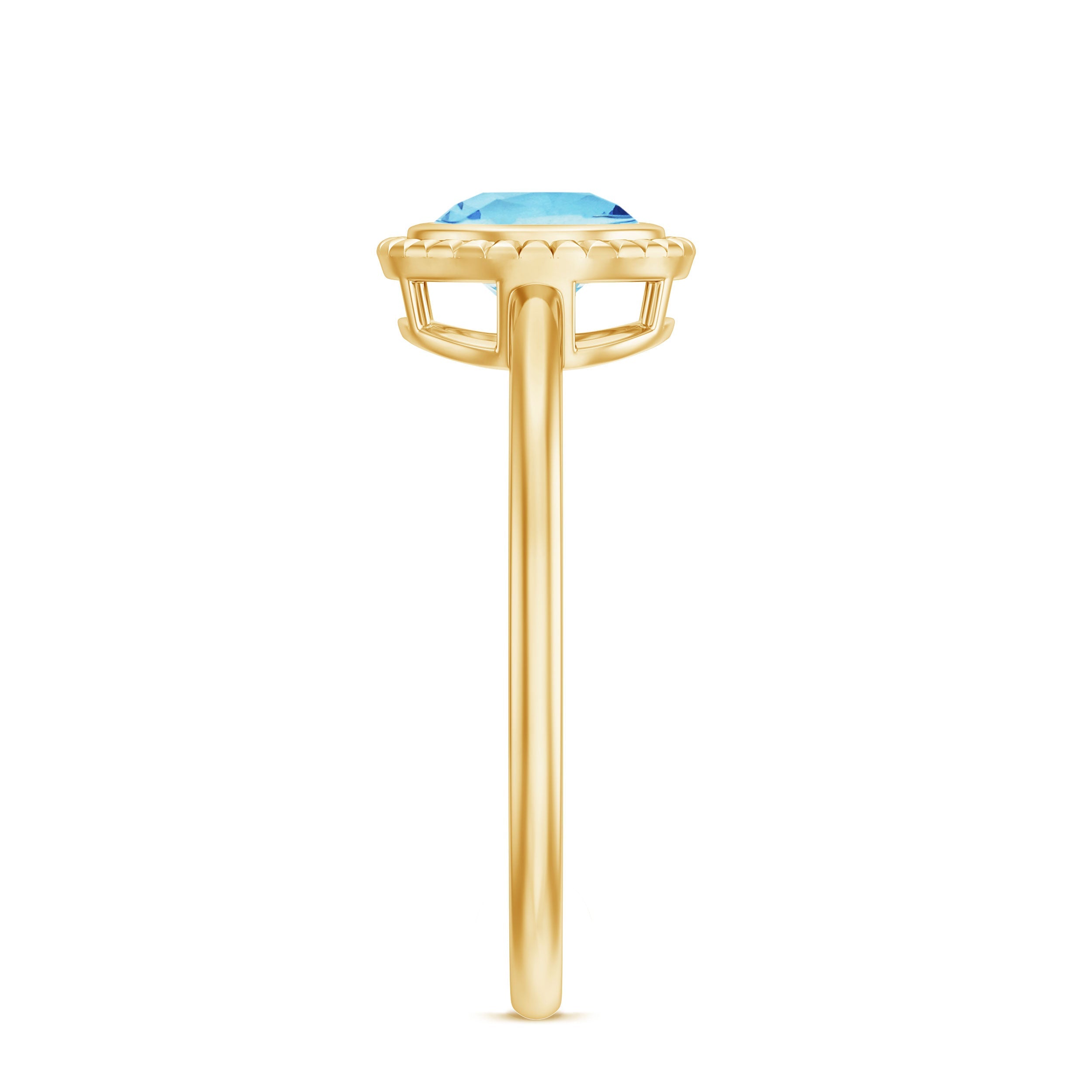 Aquamarine Promise Ring - 0.8 Carat Bezel Set Solitaire Blue Gemstone Jewelry