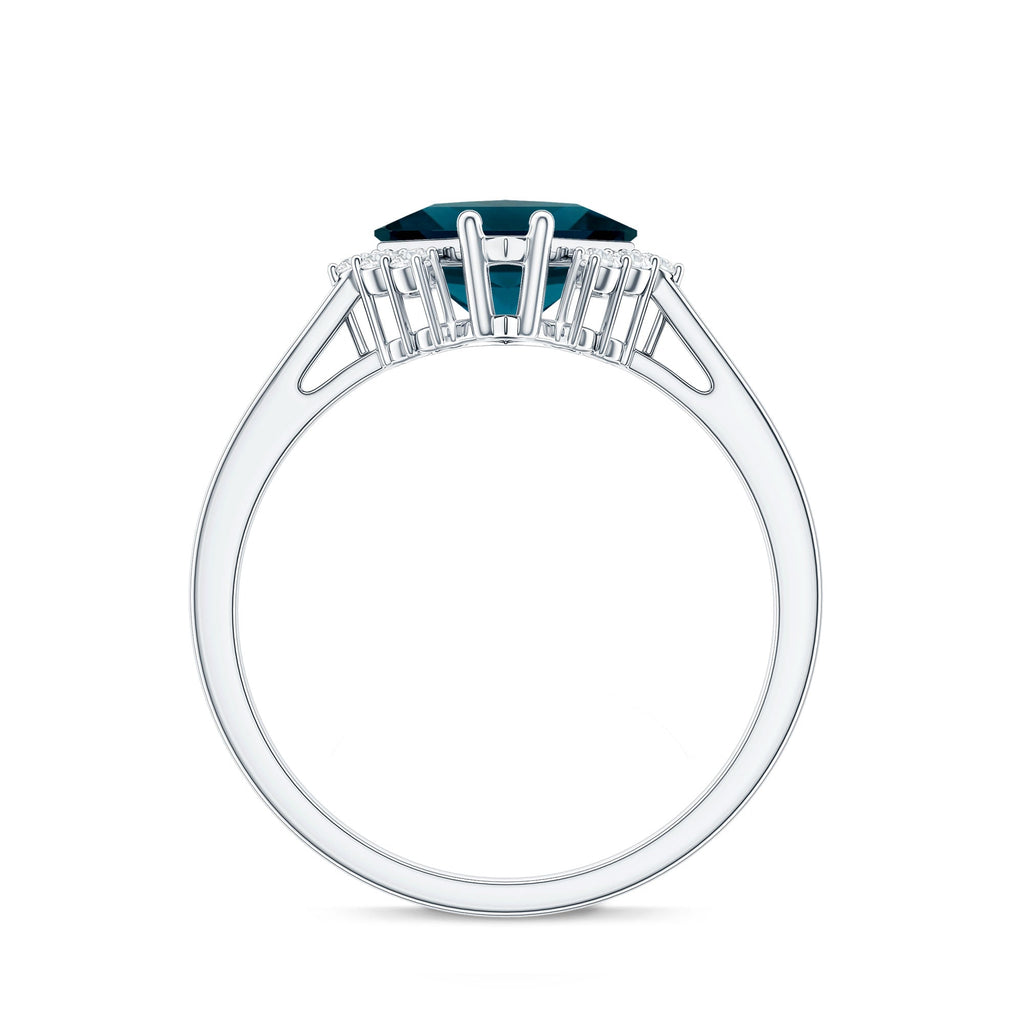 Princess Cut London Blue Topaz Engagement Ring with Diamond
