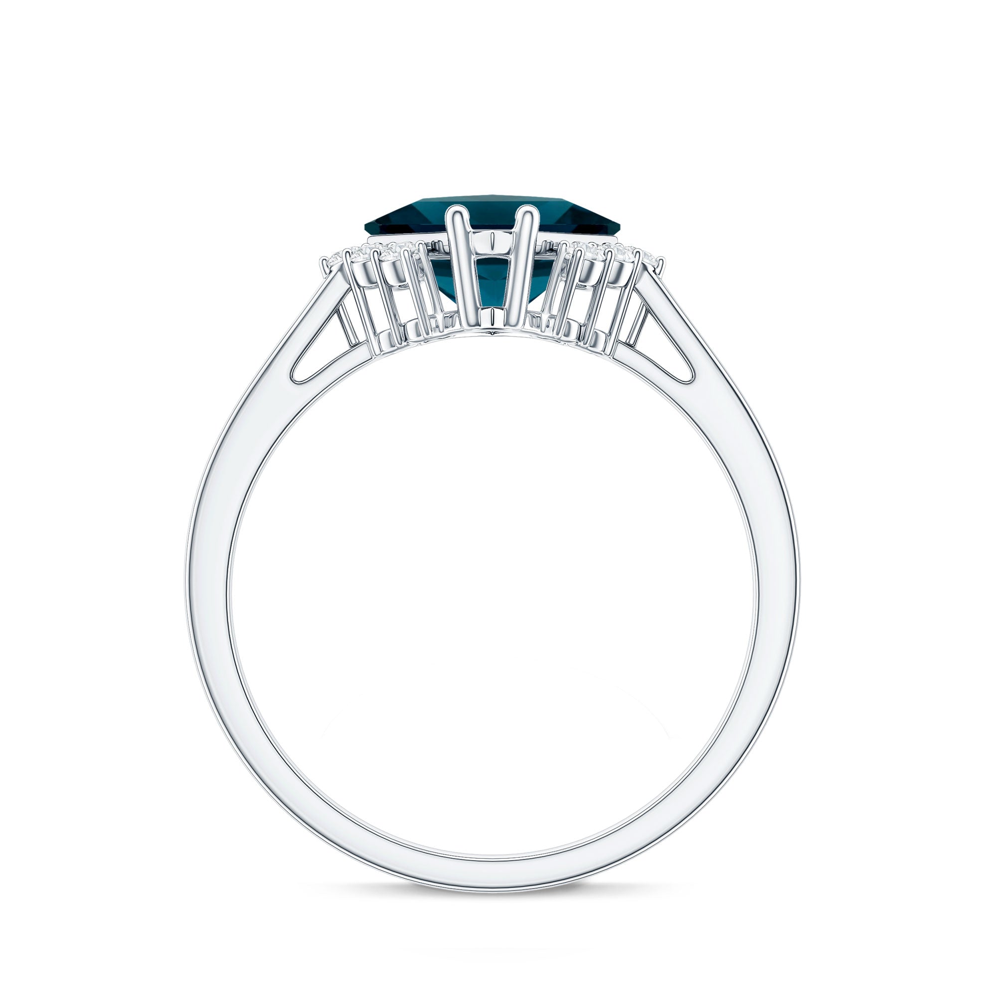 Princess Cut London Blue Topaz Engagement Ring with Diamond