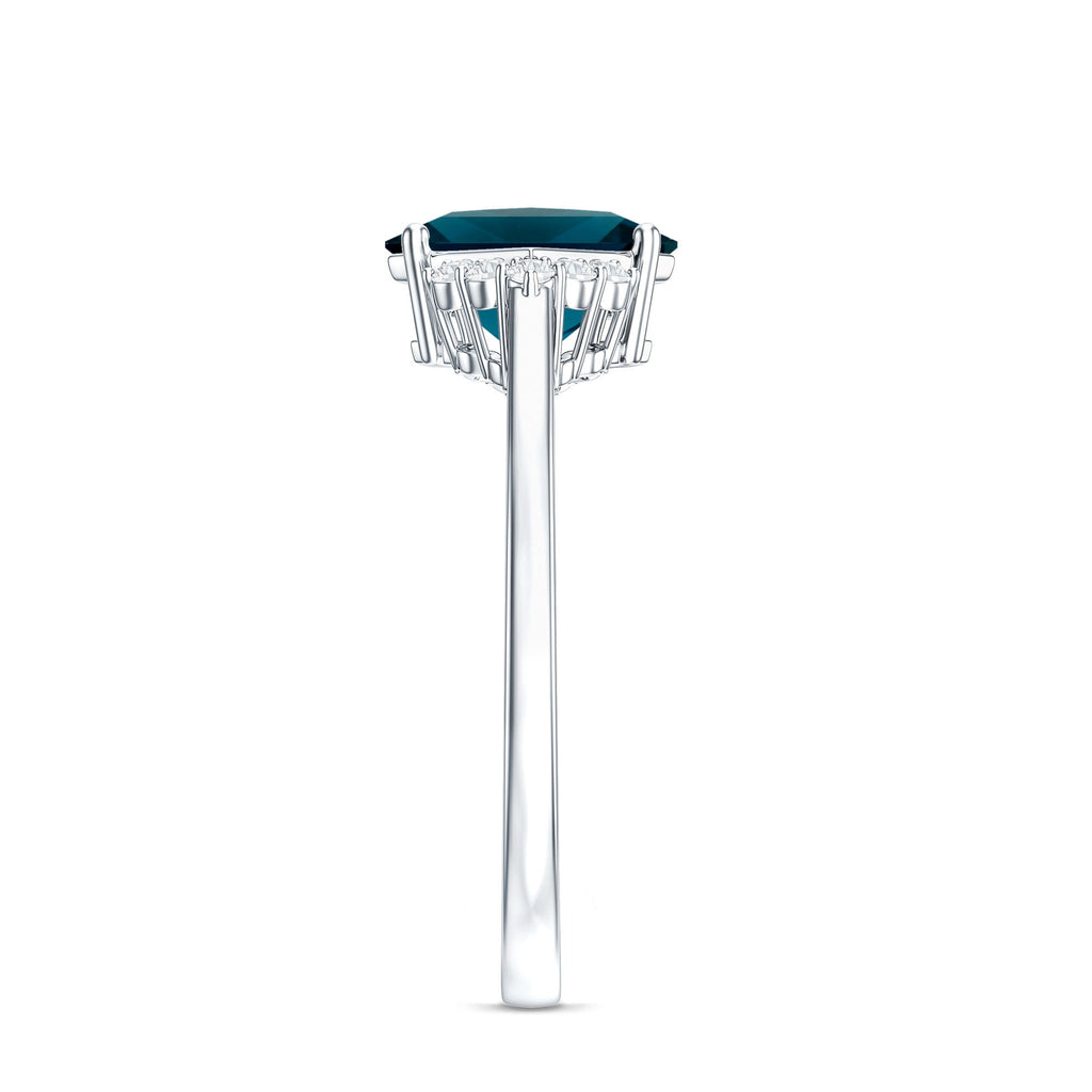 Princess Cut London Blue Topaz Engagement Ring with Diamond