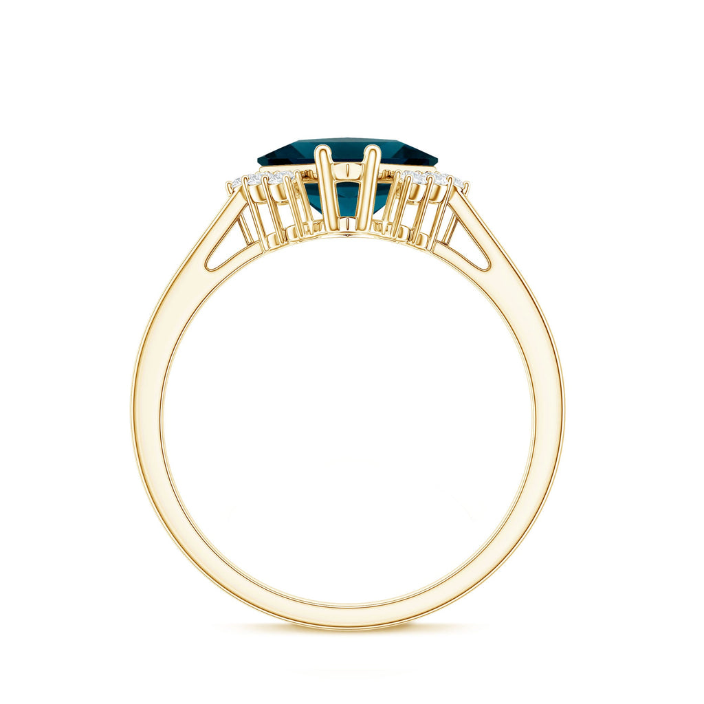Princess Cut London Blue Topaz Engagement Ring with Diamond