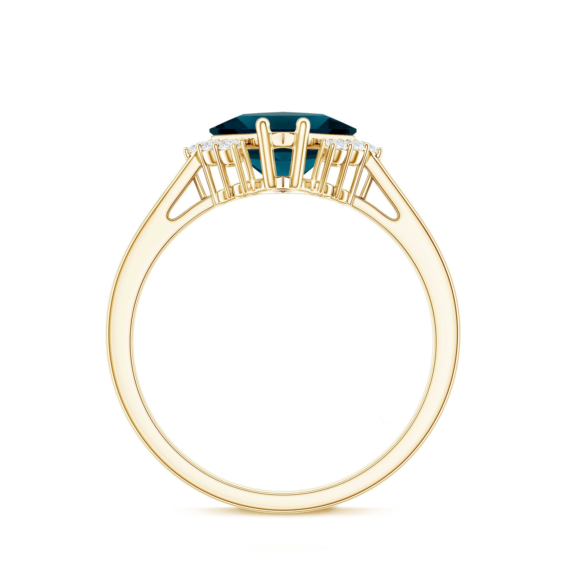 Princess Cut London Blue Topaz Engagement Ring with Diamond