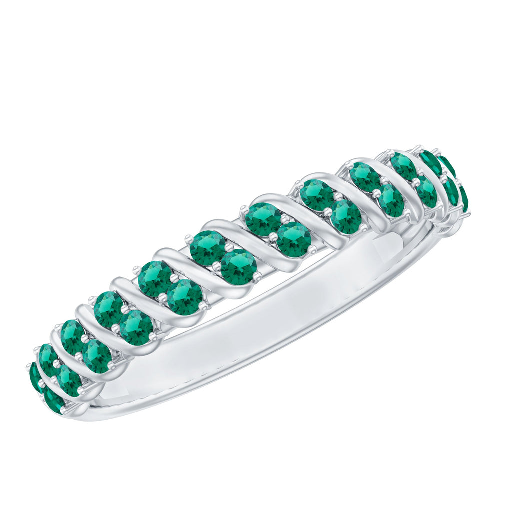 Lab Grown Emerald Ring – Half Eternity Band | Comfortable Prong Setting Jewelry