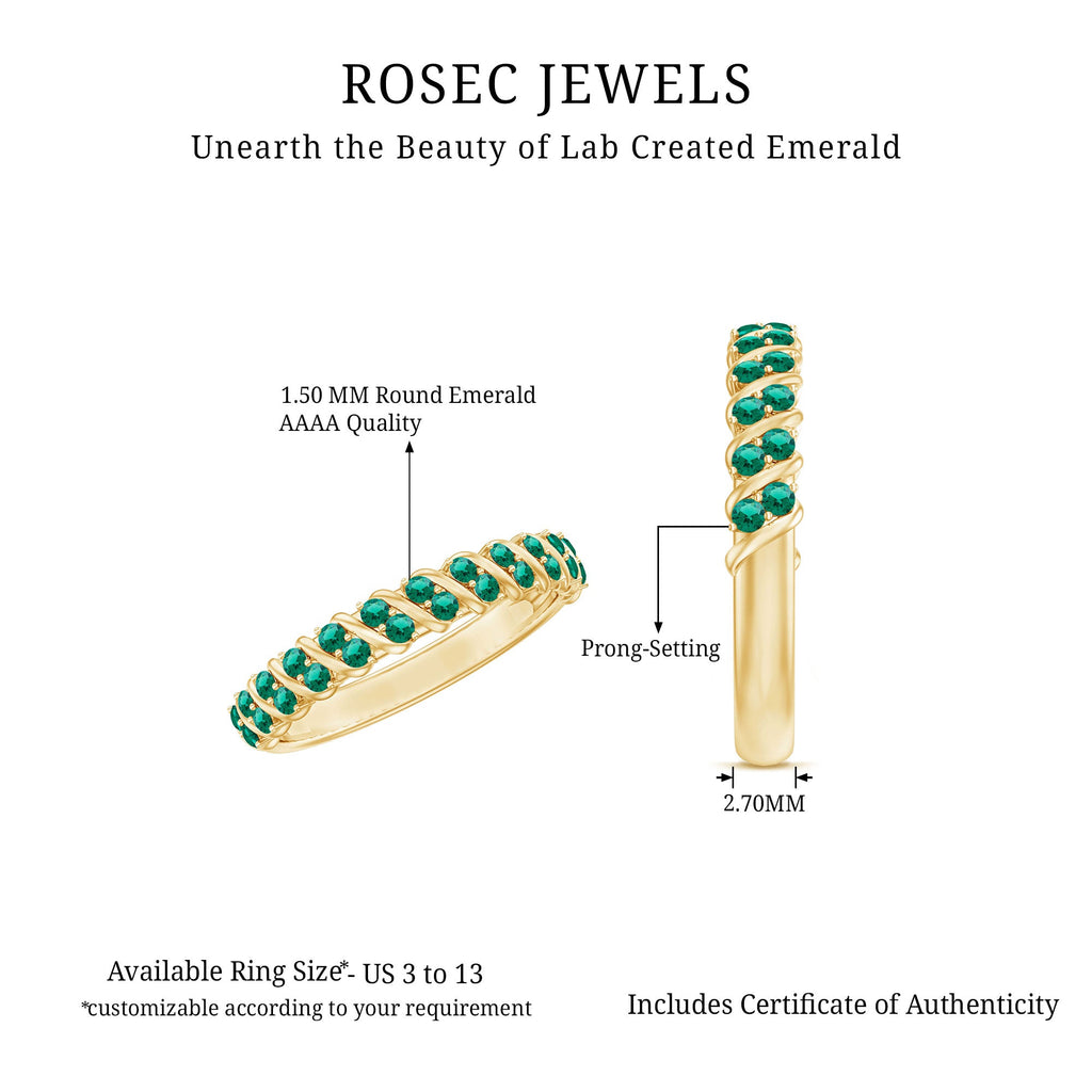 Lab Grown Emerald Ring – Half Eternity Band | Comfortable Prong Setting Jewelry