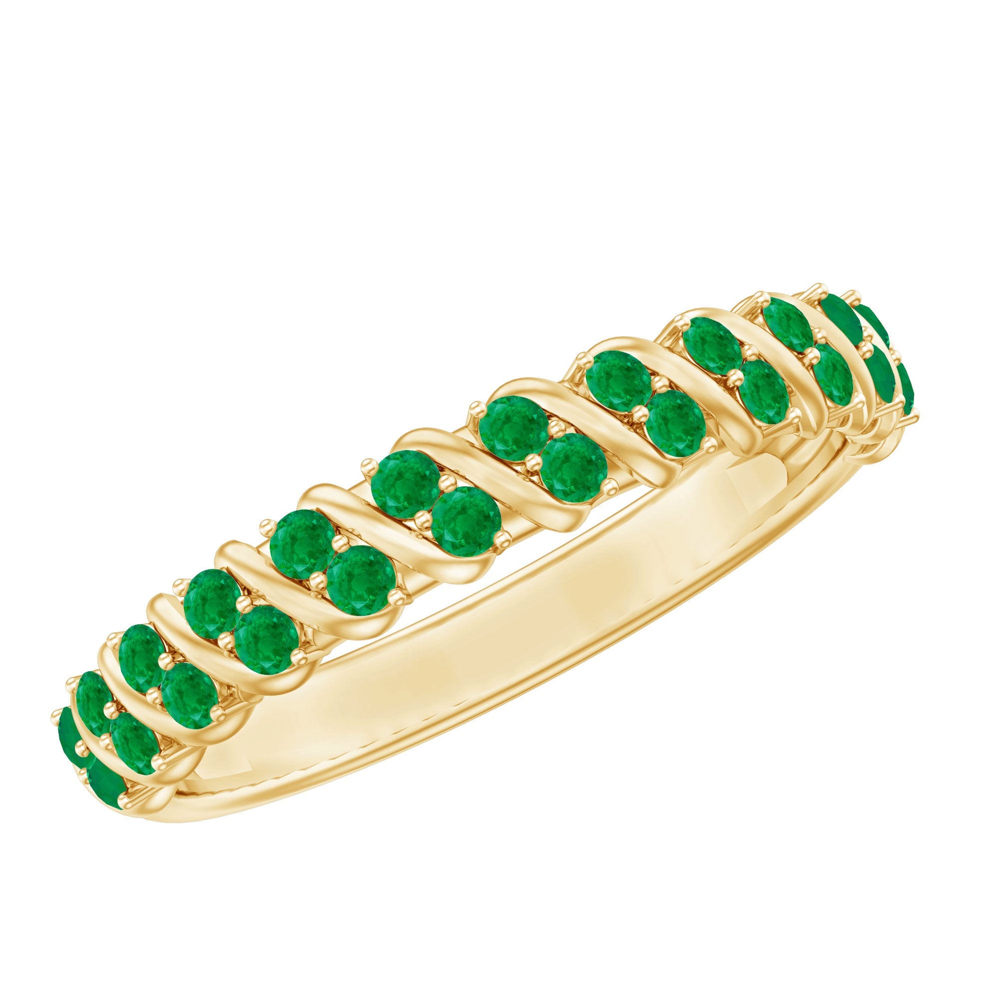 Half Eternity Wedding Band – Emerald Wedding Ring with AAA Quality Emeralds