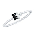 Dainty Black Spinel and Diamond Promise Ring for Her