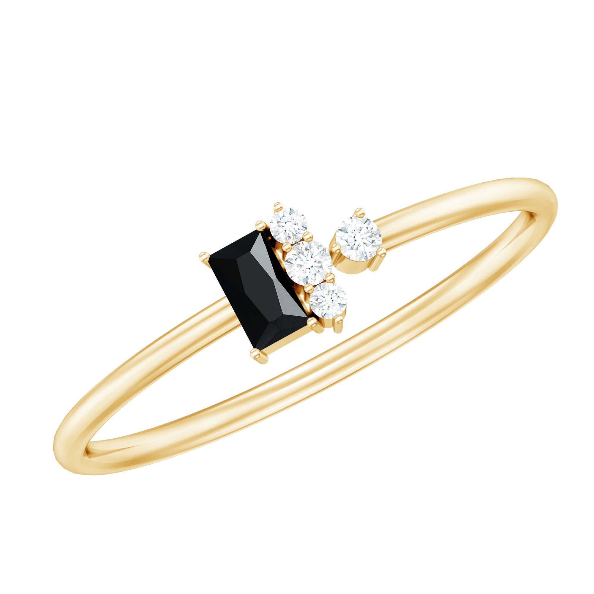 Dainty Black Spinel and Diamond Promise Ring for Her