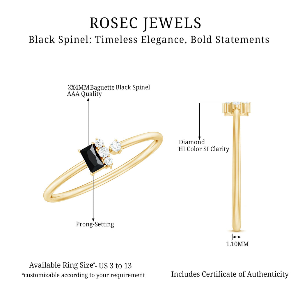 Dainty Black Spinel and Diamond Promise Ring for Her