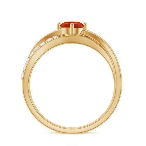 0.4 Carat Fire Opal and Diamond Infinity Engagement Ring