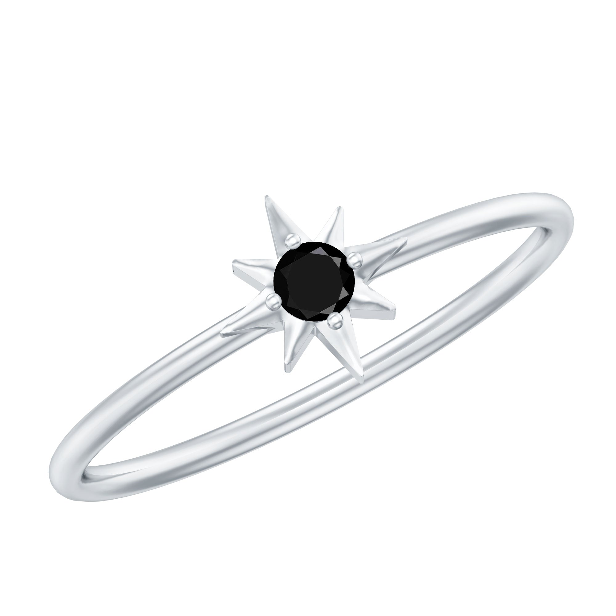 Genuine Black Spinel Sunburst Promise Ring for Women