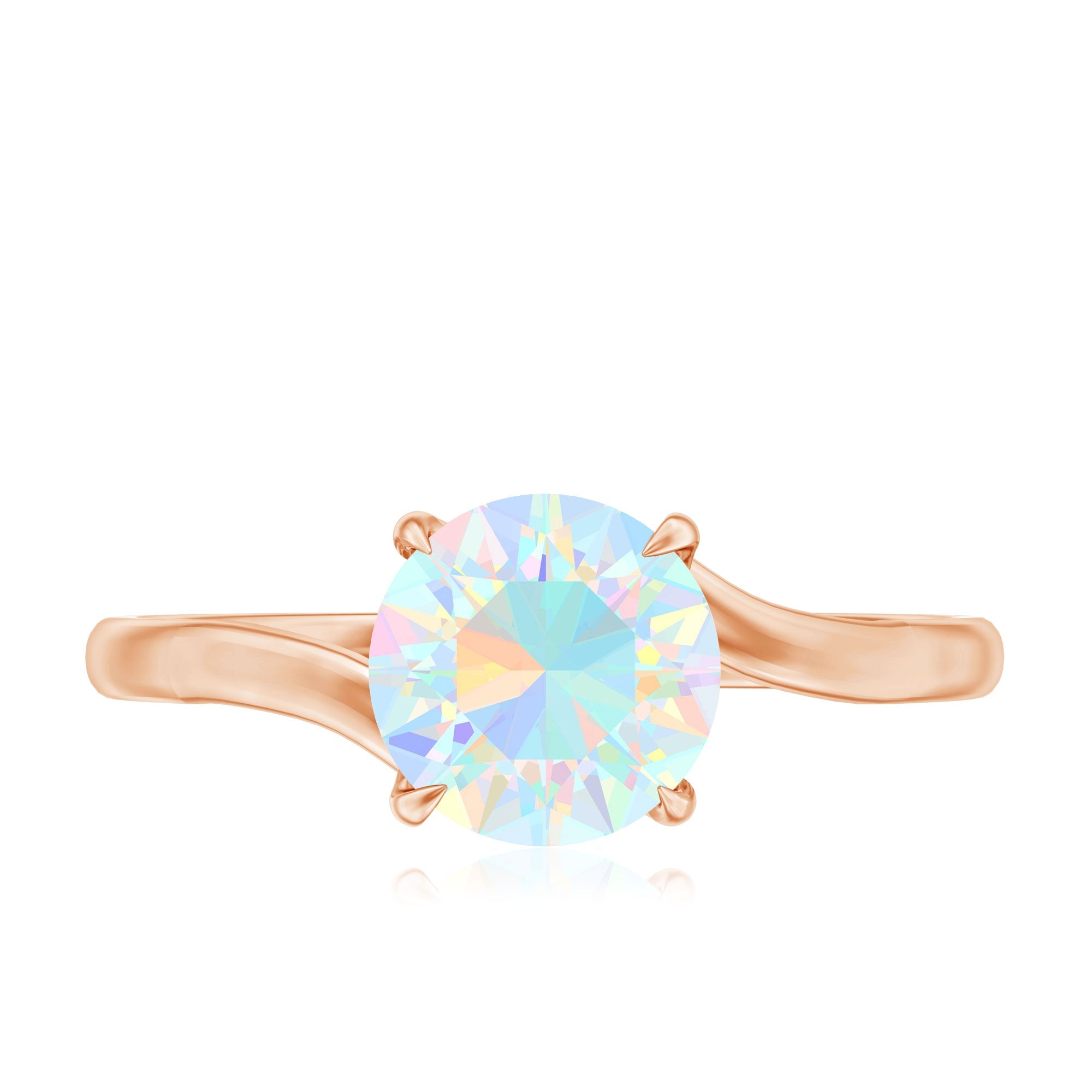 Certified Real Ethiopian Opal Solitaire Engagement Ring with Bypass Shank